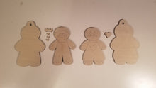 Load image into Gallery viewer, DIY wood blank Gingerbread boy and girl ornaments paint project
