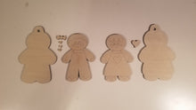 Load image into Gallery viewer, DIY wood blank Gingerbread boy and girl ornaments paint project