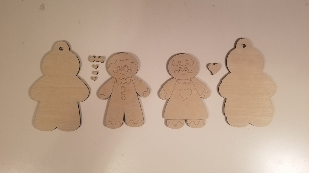 DIY wood blank Gingerbread boy and girl ornaments paint project