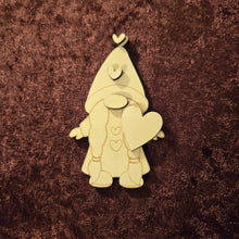 Load image into Gallery viewer, DIY Unfinished wood blank of gnome girl #3 with heart