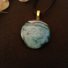 Load image into Gallery viewer, Sparkly Blue Dichroic Fused Glass Jewelry Pendant handcrafted perfect gift
