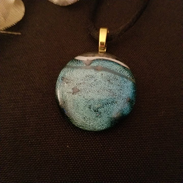 Sparkly Blue Dichroic Fused Glass Jewelry Pendant handcrafted perfect gift