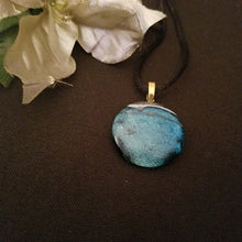 Load image into Gallery viewer, Sparkly Blue Dichroic Fused Glass Jewelry Pendant handcrafted perfect gift
