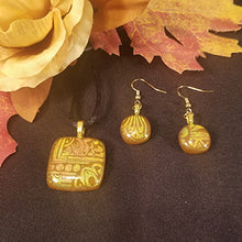 Load image into Gallery viewer, Pretty Dichroic Fused Glass Jewelry Gift Set Brown and Gold