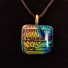 Load image into Gallery viewer, Stunning Dichroic fused glass pendant, necklace, gift, rainbow boho jewelry