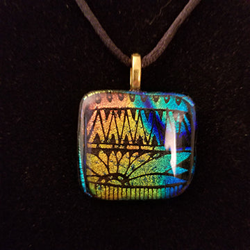 Stunning Dichroic fused glass pendant, necklace, gift, rainbow boho jewelry