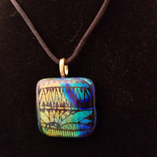 Load image into Gallery viewer, Stunning Dichroic fused glass pendant, necklace, gift, rainbow boho jewelry