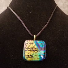 Load image into Gallery viewer, Stunning Dichroic fused glass pendant, necklace, gift, rainbow boho jewelry