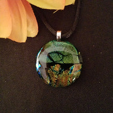 Load image into Gallery viewer, Dichroic Fused Glass Jewelry pendant, sparkle, gift, surrealistic landscape