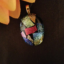 Load image into Gallery viewer, Sparkling Dichroic Fused glass pendant, multi-colored dichro glass, gift for him

