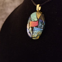 Load image into Gallery viewer, Sparkling Dichroic Fused glass pendant, multi-colored dichro glass, gift for him
