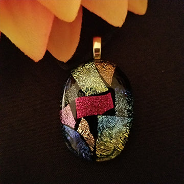 Sparkling Dichroic Fused glass pendant, multi-colored dichro glass, gift for him