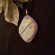 Load image into Gallery viewer, Pink Dichroic Fused Glass Necklace, gift, pink purple gold glass pendant