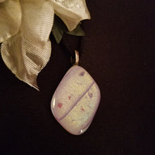 Load image into Gallery viewer, Pink Dichroic Fused Glass Necklace, gift, pink purple gold glass pendant
