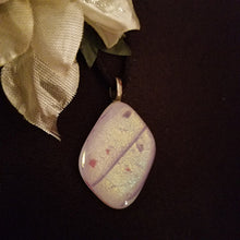 Load image into Gallery viewer, Pink Dichroic Fused Glass Necklace, gift, pink purple gold glass pendant
