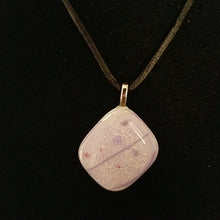 Load image into Gallery viewer, Pink Dichroic Fused Glass Necklace, gift, pink purple gold glass pendant