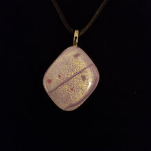 Load image into Gallery viewer, Pink Dichroic Fused Glass Necklace, gift, pink purple gold glass pendant
