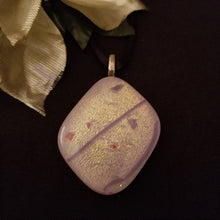 Load image into Gallery viewer, Pink Dichroic Fused Glass Necklace, gift, pink purple gold glass pendant