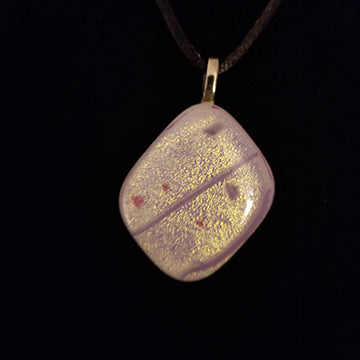 Pink Dichroic Fused Glass Necklace, gift, pink purple gold glass pendant