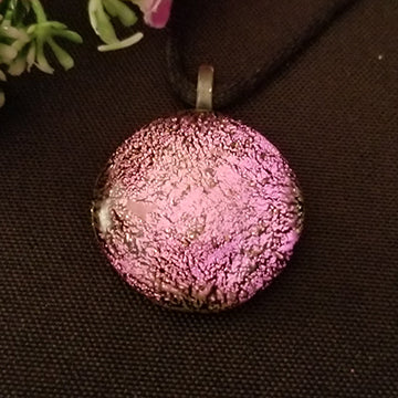 Stunning Dichroic Pink Gold Fused Glass Pendant, gift, present
