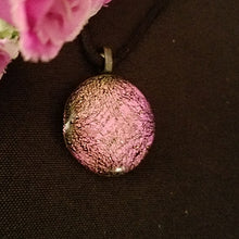 Load image into Gallery viewer, Stunning Dichroic Pink Gold Fused Glass Pendant, gift, present
