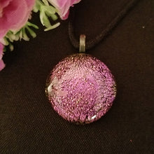 Load image into Gallery viewer, Stunning Dichroic Pink Gold Fused Glass Pendant, gift, present