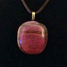 Load image into Gallery viewer, Dichroic fused glass pendant multicolored red, gift, sparkle, eye-catching gift
