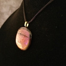 Load image into Gallery viewer, Dichroic fused glass pendant multicolored red, gift, sparkle, eye-catching gift
