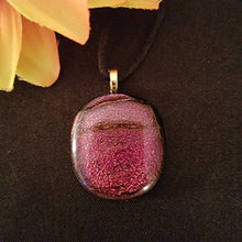 Load image into Gallery viewer, Dichroic fused glass pendant multicolored red, gift, sparkle, eye-catching gift
