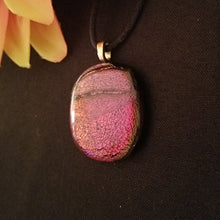 Load image into Gallery viewer, Dichroic fused glass pendant multicolored red, gift, sparkle, eye-catching gift