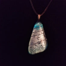 Load image into Gallery viewer, Sparkling dichroic fused glass jewelry, necklace, pendant, gift, silver blue
