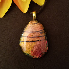 Load image into Gallery viewer, Sunburst Dichroic fused glass necklace, pendant, gift, statement jewelry
