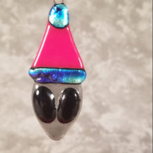 Load image into Gallery viewer, Festive Grey Alien in a Santa Hat fused glass ornament