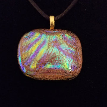Dichroic Fused Glass Jewelry Pendant necklace Copper Rainbow unisex present