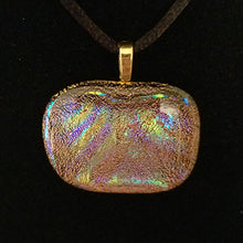 Load image into Gallery viewer, Dichroic Fused Glass Jewelry Pendant necklace Copper Rainbow unisex present

