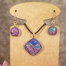 Load image into Gallery viewer, Dichroic Fused Glass Jewelry Set Blue Gift Present