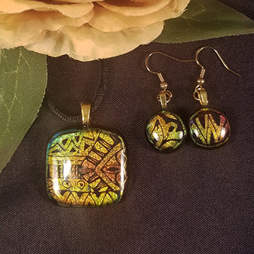 Dichroic Glass Jewelry Set gift, mothers day
