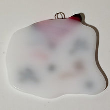 Load image into Gallery viewer, Adorable Vegas Melted snowman ornament red hat, fused glass, bauble quirky