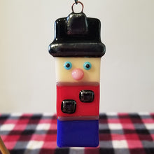Load image into Gallery viewer, Fused Glass Nutcracker Ornament holiday bauble security guard gift