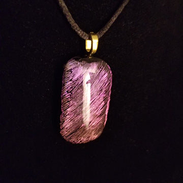 Pink Purple Dichroic Fused Glass jewelry, pendant, sparkly, shiny