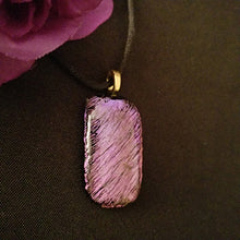 Load image into Gallery viewer, Pink Purple Dichroic Fused Glass jewelry, pendant, sparkly, shiny
