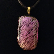Load image into Gallery viewer, Pink Purple Dichroic Fused Glass jewelry, pendant, sparkly, shiny
