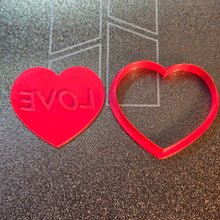Load image into Gallery viewer, Love Heart and Stamp cutter set 3d printed #claycutter #cookiecutter #love #valentines