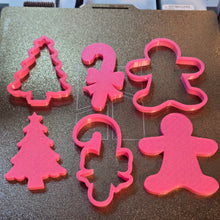 Load image into Gallery viewer, Christmas Cookie Cutter Stamp Set, Gingerbread Man Candy Cane Tree 3d printed #cookiecutters