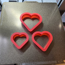 Load image into Gallery viewer, Heart Cookie Cutter 3 piece Set, 3d Printed, Clay cutters #heart