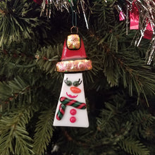 Load image into Gallery viewer, Bling Snow woman ornament, snowwoman fused glass ornament