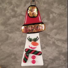 Load image into Gallery viewer, Bling Snow woman ornament, snowwoman fused glass ornament