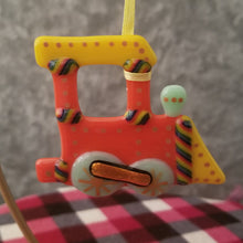 Load image into Gallery viewer, Fused Glass Steam Train Ornament, steam locomotive bauble holiday decoration