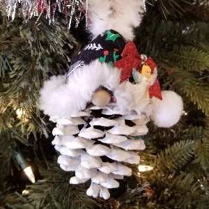 holiday ornament, pine cone gnome decoration, holiday decor, gnomie, handmade, tomte