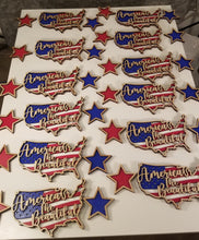 Load image into Gallery viewer, USA America the Beautiful 3 layered sign with 2 stars, Americana, flag, old glory, Patriotic, United States of America